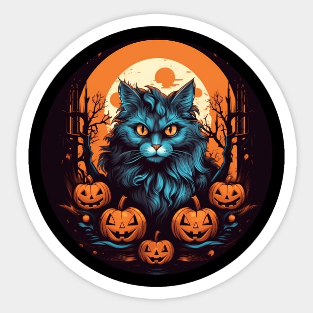 Maine Coon Cat Halloween, Cat Lover Sticker by logiamerch